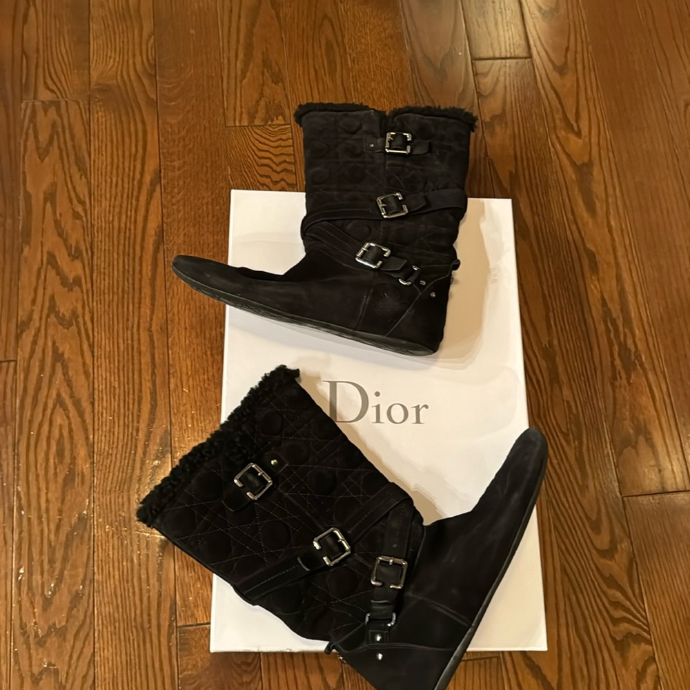 Dior Black Winter Boots with Buckle Straps